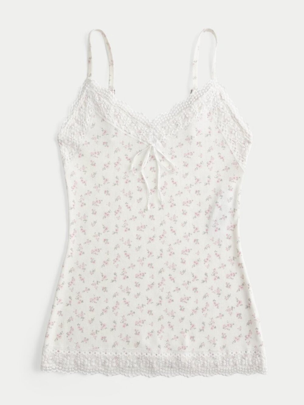 Hollister White Floral Lace Trim Cami